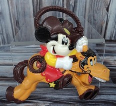 90s Disney Fridge Magnet - Cowboy Rodeo Mickey Mouse Riding a Horse - £9.12 GBP