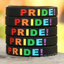 PRIDE Wristband Set - Rainbow Design on Black Bracelets - Wholesale Lot - £6.79 GBP+