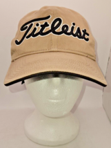 Titleist Prov1 Footjoy FJ Golf Hat w Adjustable Strap Beige tan logo patch - £9.40 GBP