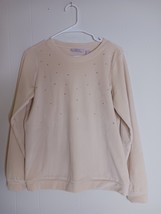 AnyBody Long Sleeve Velour Sweatshirt Size XS Women&#39;s Cream - $260.76 MXN