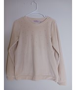 AnyBody Long Sleeve Velour Sweatshirt Size XS Women&#39;s Cream - $260.76 MXN