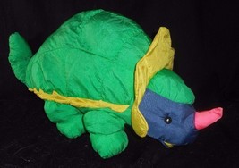 17&quot; Vintage Chosun Green Nylon Dinosaur Triceratops Stuffed Animal Plush Toy - £37.21 GBP