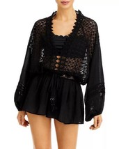 MSRP $325 Ramy Brook Hilary Crochet Cover Up Romper Black Size Small DEFECT - £103.65 GBP