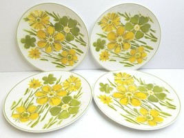 4 Mikasa Summer Garden VTG Cera Stone MCM 10.25&quot; Floral Retro Decor Dinner Plate - £39.29 GBP