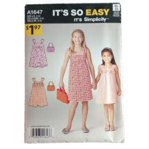 Simplicity A 1647 Pattern Child's and Girls' Dress and Bag 3-14 UC - $3.56