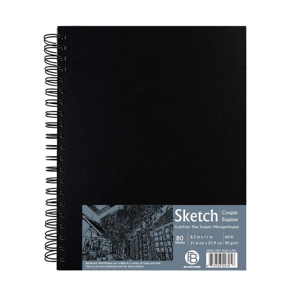 ArtPro Sketchbook - 8.5"x11" Hardcover Spiral Sketch Pad with Acid Free Paper -