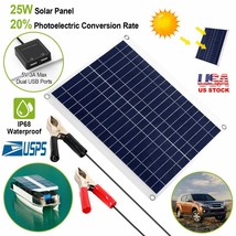 25W Solar Panel 12V Trickle Battery Charger Kit Maintainer Boat RV Car Flexible - £61.34 GBP