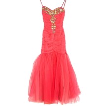 Masquerade Mermaid Sweetheart Neck Jeweled Dress Corset Tulle Coral Pink... - £38.70 GBP