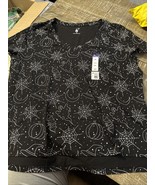 Woman&#39;s  Black &amp; White Halloween V-neck Top XLARG New Webs, Hats, Ghost,... - €10,16 EUR