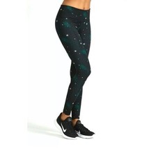 Noli Yoga Womens Leggings Cosmic Black Green Stars Galaxy High Waisted Size S - £18.99 GBP