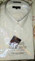 Men's Dress Shirt Short Sleeve Dress Shirt By Carl Michaels - White 15.5 - $12.00