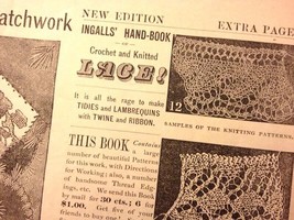 1886 antique INGALLS&#39; ARTS CRAFTS instruction book CATALOG lace fancy work paint - £30.49 GBP