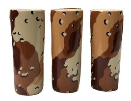 Set X 3 Desert Camo Camouflage Print 4” Tall Shot Glass Army NEW - £10.05 GBP