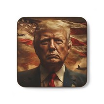 Copy Of President Donald Trump American Flag Patriotic Hardboard Back Coaster - £13.75 GBP