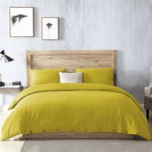 3 Pieces Set Moss Yellow Washed Cotton Duvet Cover Boho Bedding Uo Bedding Queen - £25.88 GBP+