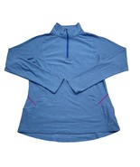 Champion Shirt Womens M Blue Mock Neck Long Sleeve Chest Zip Semi Fitted - £20.25 GBP