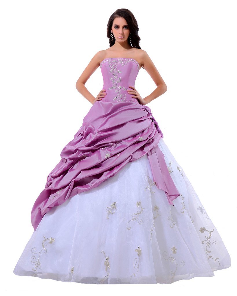 Kivary Women's A Line Lilac and White Floral Prom Quinceanera Dresses US 2