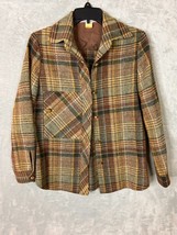 Vintage Intuitions Wool Plaid shirt Jacket point Collar Women&#39;s Sm- Med 7-8 - £23.59 GBP