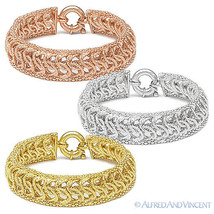 Solid Italy 925 Sterling Silver Braided Mesh Link Fashion Chain Italian Bracelet - £190.39 GBP