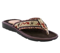 Mens Genuine Brown Authentic Leather Mexican Huaraches Flip Flops Embroi... - $39.95