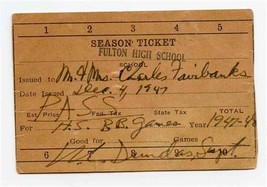 Fulton High School Season Ticket 1947 Basketball Games Charles Fairbanks  - £14.01 GBP