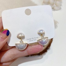 MENGJIQIAO Korean Delicate Micro Paved Zircon Drop Earrings For Women Girls Eleg - £8.54 GBP
