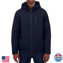 Nautica Mens Sherpa Lined Softshell Jacket Full Zip Adjustable Hood Wind - $170.13