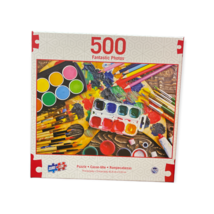 Sure Lox 500 Piece Fantastic Photos Paints and Brushes Bright Color Puzzle NEW - $19.79