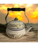 VTG ASTA Tea Kettle Tea Pot Enamel Ware Floral Pattern 9.5&quot; Made in Germany - $39.92 CAD