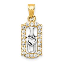 10K Gold CZ I Love Heart You Charm Pendant Jewelry 20mm x 9mm - £51.90 GBP