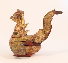 Burmese  Lacquered and Gilt Bird Box with Mirror sale as is - $74.25