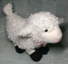 Dan Dee 9&quot; LAMB Plush White Cream Pink Bow Curly Fur Dandee P90 - £7.16 GBP