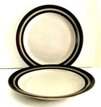 Arabia Finland Karelia Set of 2 Dinner Plates Brown Bands on Gray 10.25&quot;... - £14.11 GBP