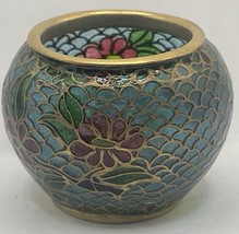 Vintage Miniature Chinese Cloisonne Small Bowl Hand Painted Enamel Floral - $24.99