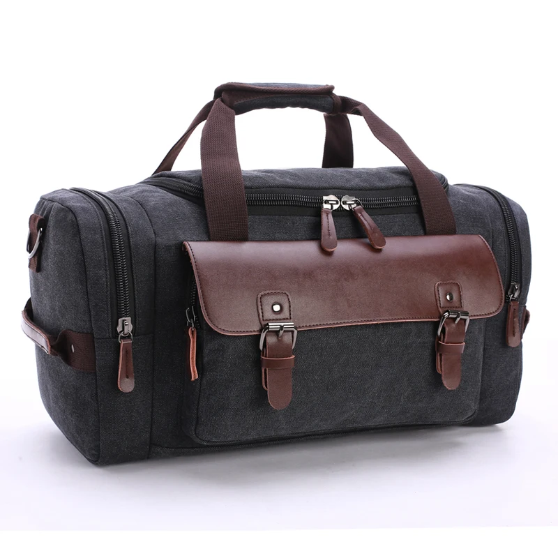 Weekend Hand Bag Black Hiking Shoulder Bags Big Canvas Luggage For Men W... - $76.13