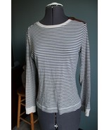 Lauren Jeans Co. Navy/White Striped Long Sleeve Tee With Elbow Pads ~S~ - £6.75 GBP