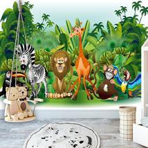 Tiptophomedecor Peel and Stick Cartoon Wallpaper Wall Mural - Jungle Animals - R - £47.95 GBP+