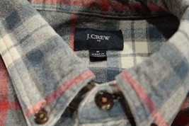 Men&#39;s J. Crew Flannel Shirt Navy Denim Blue White Red Plaid Elbow Patches M $138 - $84.14