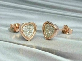 1Ct Rund Künstlicher Diamant Herz Form Ohrstecker 14k Rose Vergoldet - £93.89 GBP