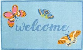 Printed Kitchen Accent Rug (17&quot;x28&quot;) Colorful Butterflies On Light Blue, Nr - £15.12 GBP