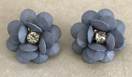 Vintage Stye Blue Corn Flower Faux Diamond Crystal Rhinestone Stud Bead Earrings - £15.97 GBP