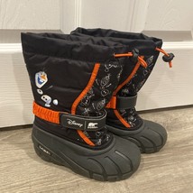 SOREL Disney Olaf Kids Boots Size 1 Snow Flurry Frozen Black Orange Winter - $22.77