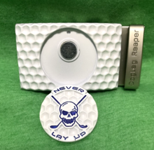 Golf Belt Buckle Removable Ball Marker Never Lay Up Skull Ratchet White ... - £13.22 GBP