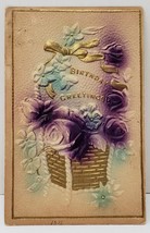 Birthday Greetings Embossed Airbrushed Rose Gold Gild 1911 Michigan Postcard B19 - £3.94 GBP