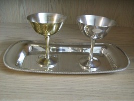 Silver Plate Poole Silver Co Tray Goblets Qty 2 Jolen Silver Plate Co - $15.95