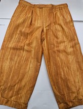 Virgola Uomo Cigar Couture Dress Pants Wood Grain Stripes Rolled Cuffs M... - $35.00
