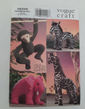 Vogue Craft V8349 Linda Carr Stuffed Animals Zebra Elephant Giraffe Monkey UC FF - $24.70