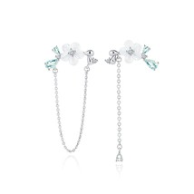 Original Silver Color Studs Earring Chain Shell Flower Dangle High Quality For W - £21.64 GBP