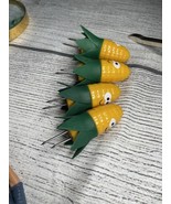 Joie Corn Cob Holders Corn Dude 2 Pair Smiling Corn Plastic Metal - $16.45 CAD