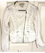 Lucky Brand White XS Battenburg Lace Zipper Front Women Long Sleeve Shir... - $24.75